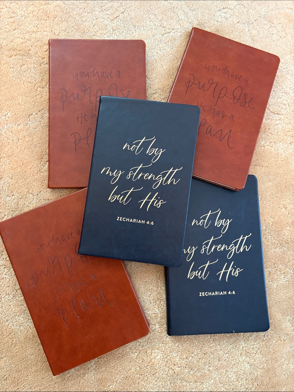 5 leather Scripted Faith Journal - Black and Brown Faux Leather